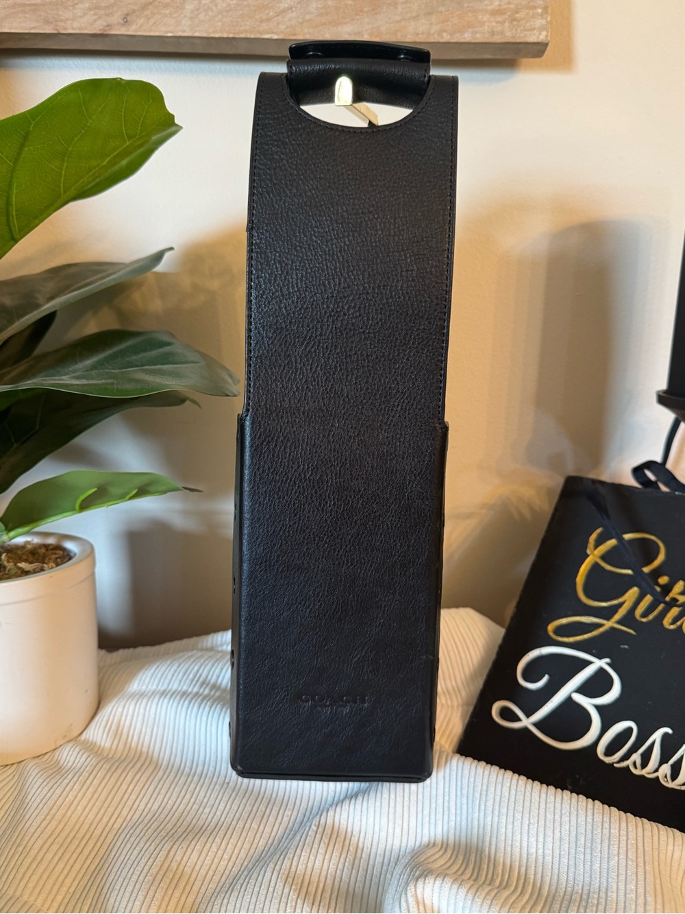 Coach RARE Black Leather Wine Bottle Carrier